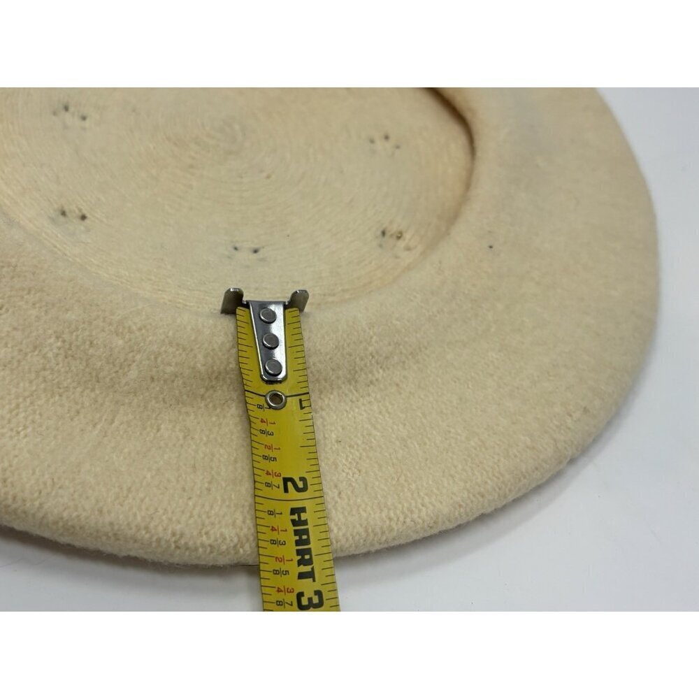 Vintage 70s 60s Cream Ivory Wool Studded Jewel Beret Hat Women's Czechoslovakia - Picture 10 of 12